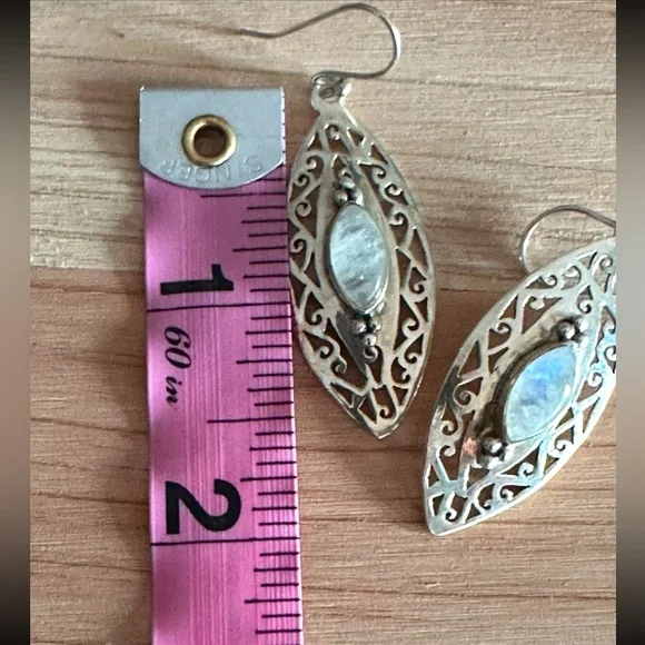 Moonstone Sterling Earrings and Ring Set - Picture 2 of 10